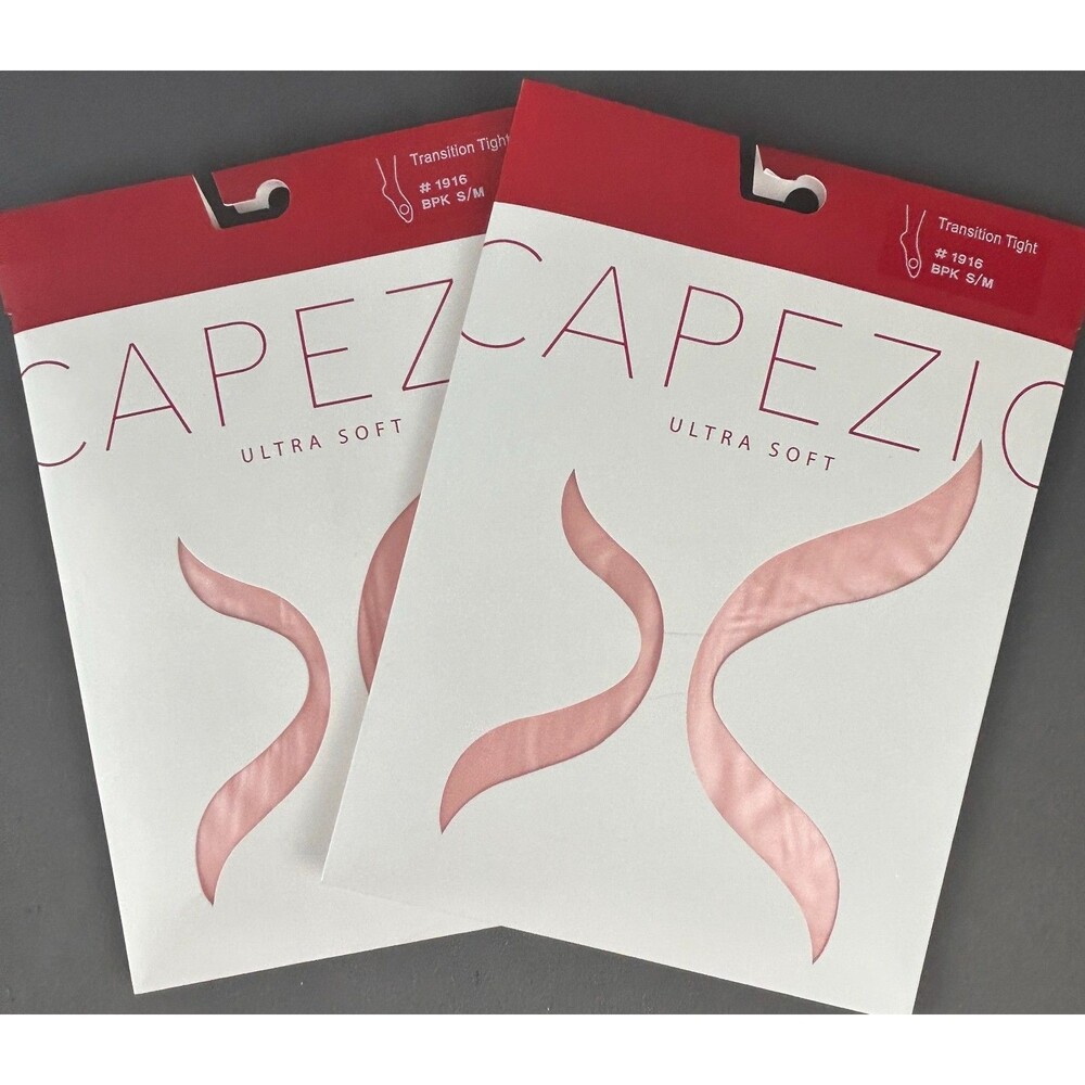 2 Pairs of Capezio Ultra Soft Transition Tights 1916 Ballet Pink S/M New